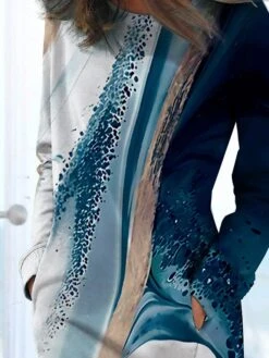 Women's Casual Dress Sweatshirt Dress Print Dress Marble Print Pocket Print Crew Neck Mini Dress Fashion Classic Daily Vacation Long Sleeve Loose Fit Blue Fall Winter S M L XL XXL -Tesla Style rhbefb1693991203769