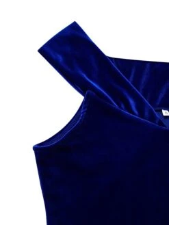 Women‘s Cocktail Party Dress Wedding Guest Dress Velvet Dress Long Dress Maxi Dress Blue Short Sleeve Pure Color Ruffle Winter Fall Spring V Neck Elegant Vacation 2023 S M L XL -Tesla Style rimgkh1677574176422