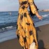 Women's Work Dress Swing Dress Semi Formal Dress Fashion Long Dress Maxi Dress Print Crew Neck Long Sleeve Print Loose Fit White Yellow Red Fall Winter S M L XL XXL -Tesla Style rirasw1693533750214