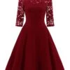 Women‘s Cocktail Party Dress Wedding Guest Dress Sheath Dress Midi Dress Wine Navy Blue Half Sleeve Solid Colored Off Shoulder Hot S M L XL XXL 2 Women‘s Cocktail Party Dress Wedding Guest Dress Sheath Dress Midi Dress Wine Navy Blue Half Sleeve Solid Colored Off Shoulder Hot S M L XL XXL -Tesla Style riucyv1564573217120