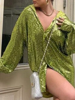 Women's Shirt Dress Party Dress Sequin Dress Mini Dress Light Pink Blue Green Long Sleeve Pure Color Sequins Spring Fall Winter Shirt Collar Fashion Winter Dress Vacation Fall Dress 2023 S M L 23 Women's Shirt Dress Party Dress Sequin Dress Mini Dress Light Pink Blue Green Long Sleeve Pure Color Sequins Spring Fall Winter Shirt Collar Fashion Winter Dress Vacation Fall Dress 2023 S M L -Tesla Style rjixuq1641466637027