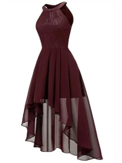 Women's Party Dress Lace Dress Homecoming Dress Midi Dress Pink Wine Purple Sleeveless Pure Color Lace Summer Spring Crew Neck Party Birthday Evening Party Wedding Guest 2023 S M L XL 2XL -Tesla Style rktzza1675674064560