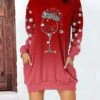 Women's Casual Dress Christmas Dress Hoodie Dress Letter Print Pocket Print Hooded Mini Dress Active Fashion Outdoor Christmas Long Sleeve Loose Fit Light Pink Black Red Fall S M L XL XXL -Tesla Style rkzsxm1694159830263
