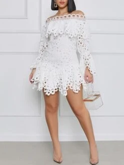 Women‘s Wedding Guest Dress Party Dress Lace Dress Shift Dress White Dress Mini Dress White Long Sleeve Pure Color Lace Winter Fall Autumn Off Shoulder Fashion Winter Dress Fall Dress 2023 S M L XL 8 Women‘s Wedding Guest Dress Party Dress Lace Dress Shift Dress White Dress Mini Dress White Long Sleeve Pure Color Lace Winter Fall Autumn Off Shoulder Fashion Winter Dress Fall Dress 2023 S M L XL -Tesla Style rkzyix1663838418105
