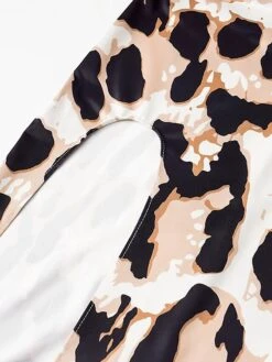 Women's Work Dress Sheath Dress Black Dress Fashion Midi Dress Split Print Turtleneck Long Sleeve Animal Leopard Slim Black White Yellow Fall S M L XL XXL -Tesla Style rmlcfj1693299463986