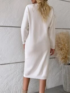 Women's Sweater Dress Winter Dress Jumper Dress Midi Dress Button Outdoor Work Street Fashion Modern Crew Neck Long Sleeve 2023 Loose Fit Black White Blue Color S M L XL Size -Tesla Style rmmlgx1694602804812