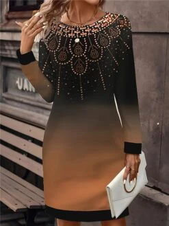 Women's Casual Dress Sweatshirt Dress Mini Dress Active Fashion Outdoor Holiday Vacation Crew Neck Print Floral Loose Fit Blue Purple Orange S M L XL XXL -Tesla Style rmsfff1695195913386