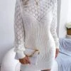 Women's Sweater Dress Winter Dress Jumper Dress Mini Dress Hollow Out Daily Date Going Out Active Fashion Off Shoulder Long Sleeve 2023 Loose Fit White Pink Blue Color S M L Size -Tesla Style rnrnhw1692863453417