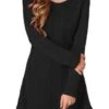 Women's Sweater Dress Jumper Dress Casual Dress Mini Dress Warm Pure Color Outdoor Casual Daily Going Out Crew Neck Long Sleeve 2023 Regular Fit Black S M L XL XXL