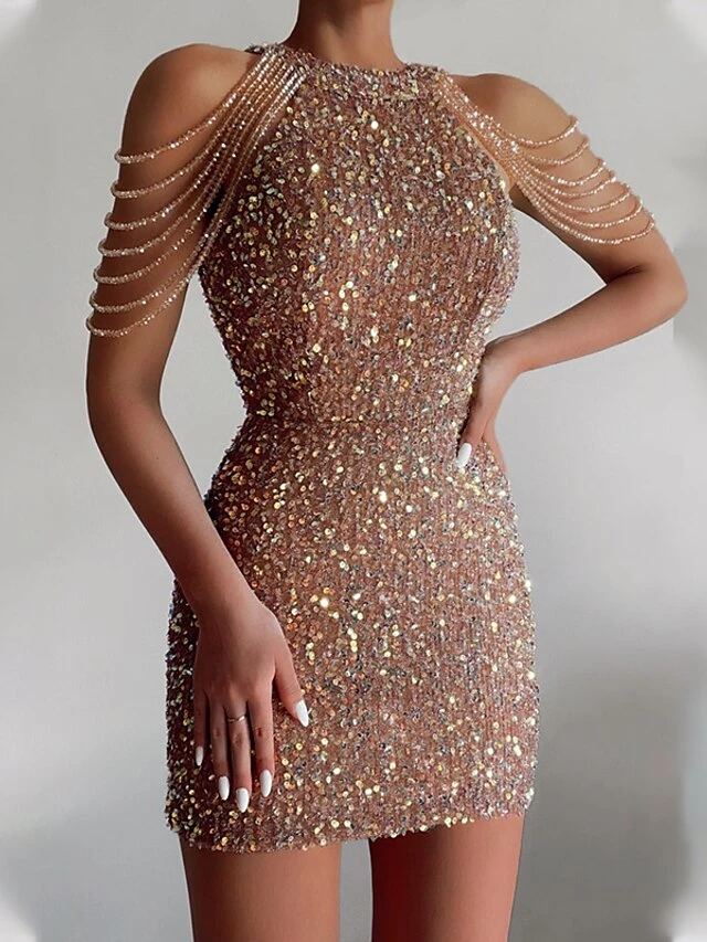 Women‘s Homecoming Dress Bodycon Mini Dress Black Pink Sleeveless Pure Color Sequins Tassel Fringe Beads Spring Summer Crew Neck Hot Elegant Party 2023 S M L XL / Party Dress 3 Women‘s Homecoming Dress Bodycon Mini Dress Black Pink Sleeveless Pure Color Sequins Tassel Fringe Beads Spring Summer Crew Neck Hot Elegant Party 2023 S M L XL / Party Dress