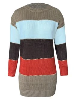 Women‘s Sweater Dress Winter Dress Casual Dress Shift Dress Midi Dress Red Blue Brown Long Sleeve Color Block Knit Fall Winter Autumn Turtleneck Mature Outdoor Daily Loose Fit 2023 S M L XL XXL 3XL -Tesla Style roywto1664516106556