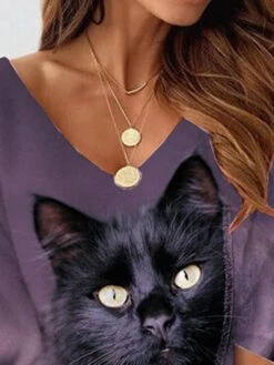 Women's Casual Sweater Dress Shift Sweater Dress Mini Sweater Dress Purple 3/4 Length Sleeve Animal Print Winter Fall Spring V Neck Fashion Daily Loose Fit 2023 S M L XL XXL 3XL -Tesla Style rqavzr1670900515611