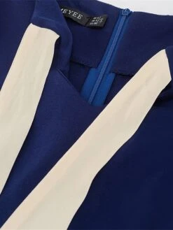 Women's Work Dress Sheath Dress Semi Formal Dress Fashion Midi Dress Lace Up Ruffle Crew Neck Long Sleeve Color Block Regular Fit Black Dark Blue Fall Winter S M L XL XXL -Tesla Style rqdvpq1693374196272