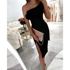 Party Dress Black Wine Red Pure Color Summer Spring 2023 S M L XL 2XL 9 Party Dress Black Wine Red Pure Color Summer Spring 2023 S M L XL 2XL -Tesla Style rqetfi1652414185512
