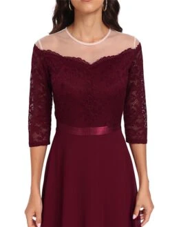 Women's Party Dress Lace Dress Cocktail Dress Midi Dress Black Wine Navy Blue 3/4 Length Sleeve Pure Color Lace Spring Fall Winter Crew Neck Fashion Winter Dress Wedding Guest Vacation 2023 S M L XL 24 Women's Party Dress Lace Dress Cocktail Dress Midi Dress Black Wine Navy Blue 3/4 Length Sleeve Pure Color Lace Spring Fall Winter Crew Neck Fashion Winter Dress Wedding Guest Vacation 2023 S M L XL -Tesla Style rqsiag1692179550823