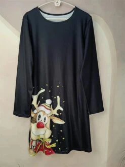 Women's Casual Dress Christmas Dress Sweatshirt Dress Snowflake Ugly Christmas Print Crew Neck Mini Dress Active Fashion Outdoor Christmas Long Sleeve Loose Fit Black Brown Khaki Fall Winter S M L XL -Tesla Style rrcein1695888577200