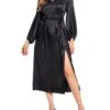 Women's Work Dress Satin Dress Black Dress Fashion Midi Dress Split V Neck Long Sleeve Plain Loose Fit Black Fall Winter S M L XL XXL -Tesla Style rrofmk1693464442757