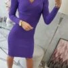 Women's Sweater Dress Jumper Dress Casual Dress Midi Dress Warm Plain Outdoor Casual Daily Going Out V Neck Long Sleeve 2023 Slim Black Purple Brown XS S M L XL XXL 3XL