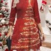 Women‘s Christmas Sweater Dress Jumper Dress Winter Dress Warm Snowman Christmas Tree Outdoor Christmas Daily Holiday Crew Neck Long Sleeve 2023 Regular Fit Wine Blue Green S M L XL