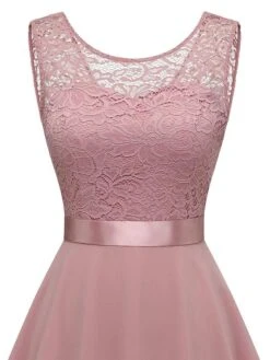 Women‘s Cocktail Party Dress Lace Dress Swing Dress Long Dress Maxi Dress Black Pink Wine Sleeveless Pure Color Lace Fall Spring Summer Crew Neck Fashion 2023 S M L XL XXL 3XL -Tesla Style rwsele1671679525794