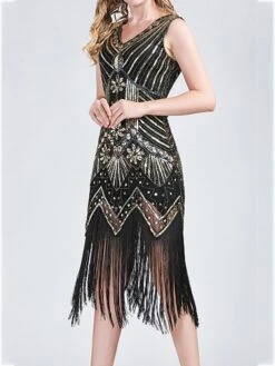 Women‘s Halloween Dress Retro 1920s Fringe Dress Midi Dress Party Outdoor Sequins Tassel Fringe Plain V Neck Sleeveless Regular Fit Summer Spring 2023 Claret Black S M L XL 31 Women‘s Halloween Dress Retro 1920s Fringe Dress Midi Dress Party Outdoor Sequins Tassel Fringe Plain V Neck Sleeveless Regular Fit Summer Spring 2023 Claret Black S M L XL -Tesla Style rxhsem1677052188281