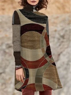 Women's Work Dress Casual Dress Swing Dress Fashion Winter Dress Daily Mini Dress Print Turtleneck Long Sleeve Geometric Color Block Regular Fit Yellow Wine Red Fall Winter S M L XL XXL 9 Women's Work Dress Casual Dress Swing Dress Fashion Winter Dress Daily Mini Dress Print Turtleneck Long Sleeve Geometric Color Block Regular Fit Yellow Wine Red Fall Winter S M L XL XXL -Tesla Style sahhuo1694490788767