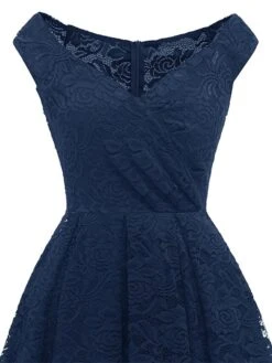 Women‘s Semi Formal Party Dress Homecoming Dress Lace Dress A Line Dress Knee Length Dress Pink Wine Khaki Sleeveless Pure Color Lace Winter Fall Off Shoulder Wedding Guest 2023 S M L XL XXL -Tesla Style sbjsew1660213492943