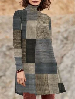 Women's Work Dress Casual Dress Swing Dress Fashion Winter Dress Daily Mini Dress Print Turtleneck Long Sleeve Geometric Color Block Regular Fit Yellow Wine Red Fall Winter S M L XL XXL 11 Women's Work Dress Casual Dress Swing Dress Fashion Winter Dress Daily Mini Dress Print Turtleneck Long Sleeve Geometric Color Block Regular Fit Yellow Wine Red Fall Winter S M L XL XXL -Tesla Style sbvuqq1694490790524