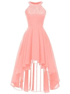 Women's Party Dress Lace Dress Homecoming Dress Midi Dress Pink Wine Purple Sleeveless Pure Color Lace Summer Spring Crew Neck Party Birthday Evening Party Wedding Guest 2023 S M L XL 2XL -Tesla Style sfaaji1675674061127