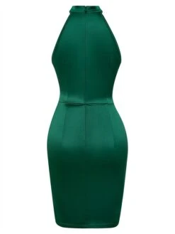 Women's Party Dress Homecoming Dress Cocktail Dress Mini Dress Green Dark Blue Sleeveless Pure Color Lace Up Fall Autumn Crew Neck Fashion Wedding Guest Birthday Vacation Slim 2023 S M L XL -Tesla Style shbuiu1695374696071