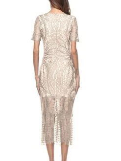 Women's Party Dress Fringe Dress Lace Dress Midi Dress Black Wine Blue Short Sleeve Floral Tassel Fringe Spring Fall Winter V Neck Fashion Birthday Wedding Guest Vacation 2023 S M L XL XXL -Tesla Style sidlae1692859193015