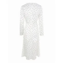 Women's Party Dress Cocktail Dress Wedding Guest Dress Midi Dress White Long Sleeve Floral Ruched Fall Winter Autumn Crew Neck Fashion Winter Dress Wedding Guest Birthday 2023 S M L -Tesla Style sitcdy1695635974973