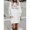 Women's Casual Dress Sweatshirt Dress Winter Dress Letter Pocket Print Crew Neck Mini Dress Fashion Streetwear Outdoor Daily Long Sleeve Loose Fit White Blue Khaki Fall Winter S M L XL XXL -Tesla Style sizkig1692784929011