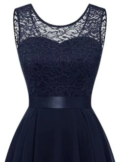 Women‘s Cocktail Party Dress Lace Dress Swing Dress Long Dress Maxi Dress Black Pink Wine Sleeveless Pure Color Lace Fall Spring Summer Crew Neck Fashion 2023 S M L XL XXL 3XL -Tesla Style sjhqci1671679527805