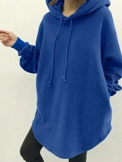 Women's Casual Dress Hoodie Dress Mini Dress Daily Casual Outdoor Vacation Going Out Hoodie Pocket Pure Color Regular Fit Black Blue Gray S M L XL XXL