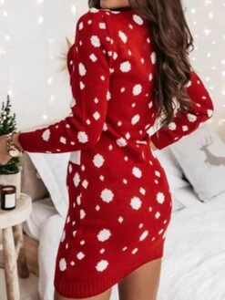 Women‘s Christmas Sweater Dress Winter Dress Sheath Dress Red Long Sleeve Animal Snowman Print Winter Fall Crew Neck Stylish Modern Winter Dress Fall Dress 2022 S M L XL -Tesla Style softcd1662543921577