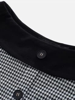 Women's Work Dress Sheath Dress Semi Formal Dress Fashion Midi Dress Button Pocket Crew Neck 3/4 Length Sleeve Houndstooth Regular Fit Black Fall Winter S M L XL -Tesla Style spkvqy1692603089544