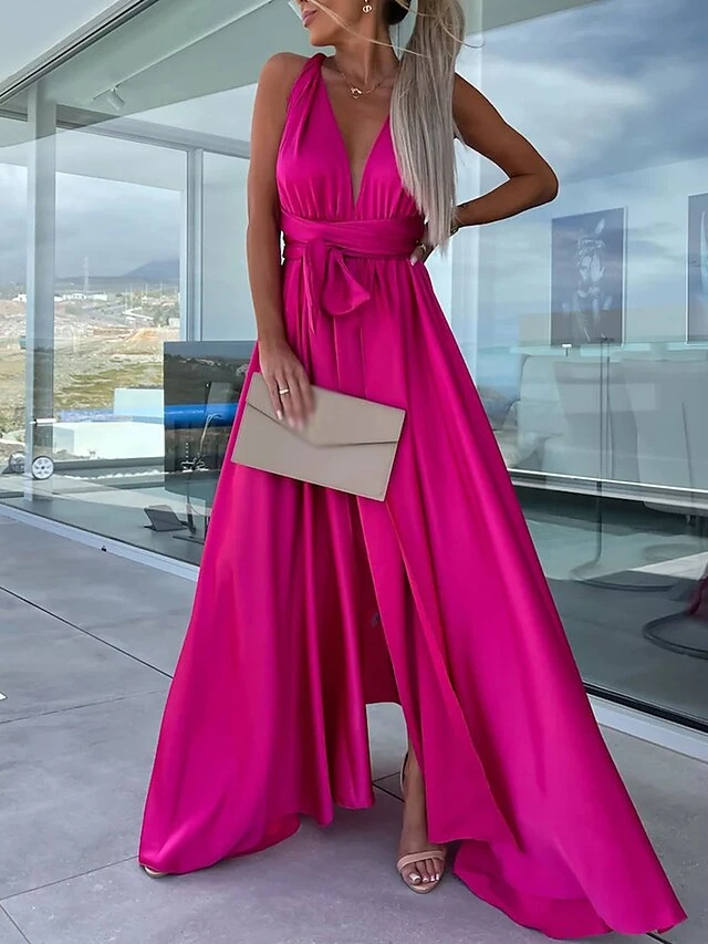 Women's Party Dress Homecoming Dress Satin Dress Pink Dress Long Dress Maxi Dress Black Light Green Wine Sleeveless Pure Color Lace Up Summer Spring Fall V Neck Fashion Evening Party Wedding Guest 18 Women's Party Dress Homecoming Dress Satin Dress Pink Dress Long Dress Maxi Dress Black Light Green Wine Sleeveless Pure Color Lace Up Summer Spring Fall V Neck Fashion Evening Party Wedding Guest - Image 16