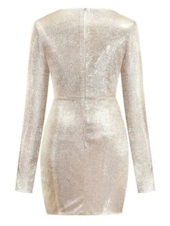 Women's Party Dress Sequin Dress Sheath Dress Mini Dress Silver Black Pink Long Sleeve Pure Color Sequins Fall Winter Autumn V Neck Fashion Party Winter Dress Birthday 2022 S M L XL XXL 3XL 4XL 5XL -Tesla Style sqpare1634099227755