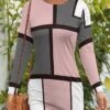 Women's Casual Dress Winter Dress Sweatshirt Dress Geometric Plaid Print Crew Neck Mini Dress Fashion Streetwear Outdoor Daily Long Sleeve Loose Fit Pink Fall Winter S M L XL XXL -Tesla Style sqwfgz1693538200653