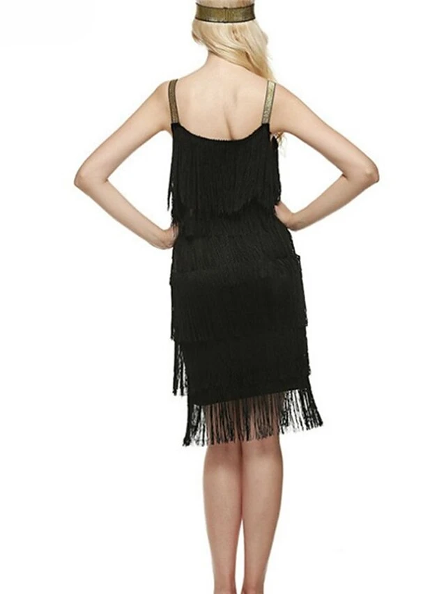 Women's Party Dress Black Dress Wedding Guest Fringe Dress Cocktail Dress Homecoming Dress Mini Dress Black White Red Sleeveless Tassel Winter Spaghetti Strap 6 Women's Party Dress Black Dress Wedding Guest Fringe Dress Cocktail Dress Homecoming Dress Mini Dress Black White Red Sleeveless Tassel Winter Spaghetti Strap - Image 4
