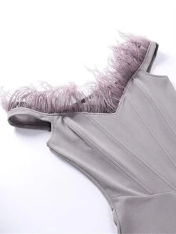 Women‘s Party Dress Corset Dress Feather Dress Homecoming Dress Black Dress Mini Dress Purple Gray Sleeveless Pure Color Backless Summer Spring Off Shoulder Fashion Evening Party 2023 -Tesla Style srnlnz1672986698096