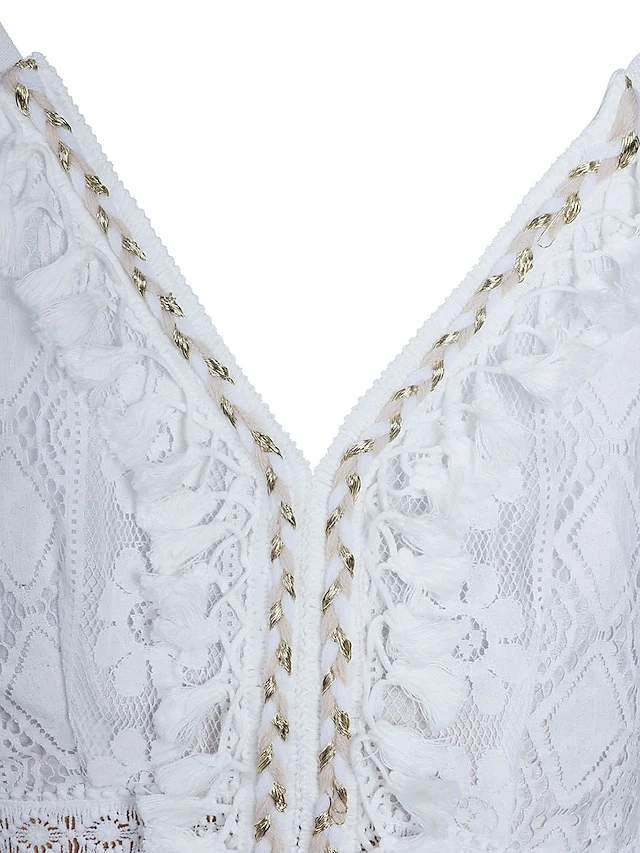 Women's Party Dress Casual Dress Holiday Dress Long Dress Maxi Dress White Beige Sleeveless Print Lace Summer Spring V Neck Basic Vacation 2023 S M L XL XXL 7 Women's Party Dress Casual Dress Holiday Dress Long Dress Maxi Dress White Beige Sleeveless Print Lace Summer Spring V Neck Basic Vacation 2023 S M L XL XXL - Image 5