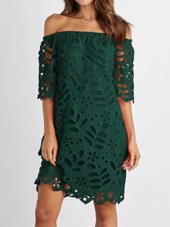 Women's Party Dress Cut Out Dress Cocktail Dress Midi Dress Black White Red Half Sleeve Pure Color Ruched Fall Winter Autumn Off Shoulder Fashion Winter Dress Wedding Guest Birthday 2023 S M L XL -Tesla Style ssymfe1696490233761