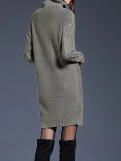 Women's Sweater Dress Jumper Dress Winter Dress Mini Dress Warm Plain Outdoor Daily Holiday Vacation Turtleneck Long Sleeve 2023 Loose Fit White Wine Blue M L XL XXL 3XL -Tesla Style staiva1697711244778