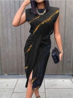 Women's Sheath Dress Midi Dress Sleeveless Butterfly Print Summer Spring V Neck Stylish Party 2023 S M L XL XXL 3XL -Tesla Style sukzvy1647840730736