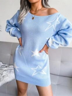 Women's Casual Dress Sweatshirt Dress Winter Dress Mini Dress Ribbed Daily Date Going Out Fashion Modern Boat Neck Long Sleeve 2023 Regular Fit Pink Sky Blue Khaki Color S M L Size -Tesla Style suxiuf1694591417546