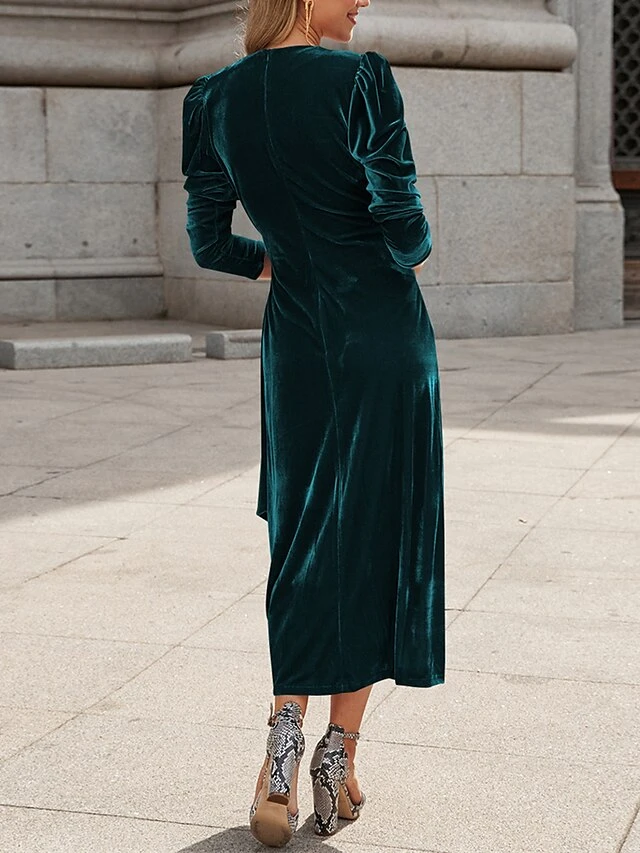 Women's Party Dress Velvet Dress Cocktail Dress Midi Dress Black Red Royal Blue Long Sleeve Pure Color Lace Up Spring Fall Winter V Neck Fashion Winter Dress Wedding Guest Vacation 2023 S M L XL 17 Women's Party Dress Velvet Dress Cocktail Dress Midi Dress Black Red Royal Blue Long Sleeve Pure Color Lace Up Spring Fall Winter V Neck Fashion Winter Dress Wedding Guest Vacation 2023 S M L XL - Image 15