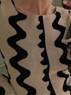 Women's Sweater Dress Winter Dress Jumper Dress Long Dress Maxi Dress Active Stripe Print Outdoor Street Daily Vacation Crew Neck Long Sleeve Print 2023 Slim Black Khaki S M L XL -Tesla Style swesko1695111719760