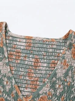 Women's Work Dress Casual Dress Swing Dress Fashion Winter Dress Daily Midi Dress Ruched Print V Neck Long Sleeve Floral Slim Green Fall Winter S M L XL -Tesla Style swobaq1695096219719